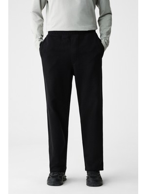 Grimelange Zenıth Erkek Organik Pamuklu Beli Lastikli 4 Cepli Relaxed Fit Siyah Eşofman Altı