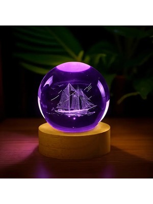 Katre46 Gemi Motifli Renk Değiştiren Cam Küre