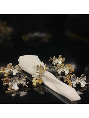 Elta Collection Kelebek 6’lı Altın&gümüş Peçete Yüzüğü 8X4X5.5 cm Iki Kelebekli Silver&gold Sofra Yüzük