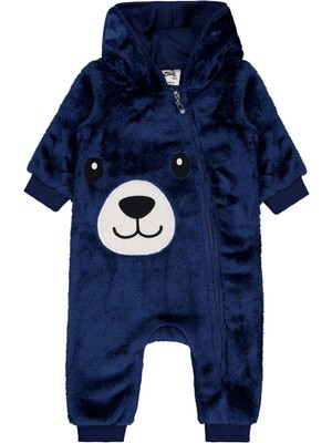 Civil Baby Ayıcık Nakış ve Kulaklı  6-18 Ay Tulum - Lacivert 9-12 Ay
