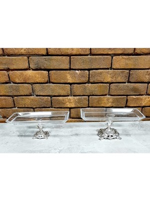 Elta Collection Avangarde Gümüş Döküm Ayaklı 2 Adet Baton Sunumluk Muhteşem Set