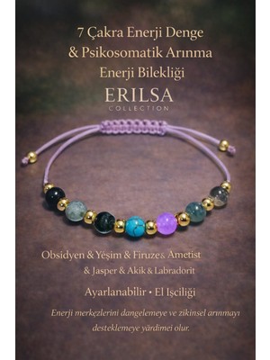 Erilsa Sertifikalı Lila 7 Çakra Denge Enerji Uyum Psikosomatik Arınma Enerji Bilekliği – Doğal Taş Şifa