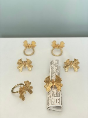 Elta Collection 6 Adet Kelebek Model Peçete Yüzüğü - 6 Lı Peçete Halkası Gold Renk