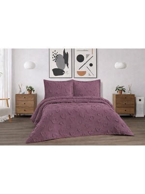 DİA BELLA Kalp Desenli 3parça Yatak Örtüsü