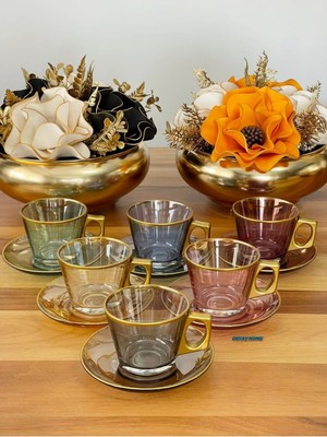 Elta Collection Paşabahçe Vela Fincan Takımı 12 Parça 6 Kişilik Çay Seti, Kahve Seti , Lüks, Hediyelik Çeyizlik