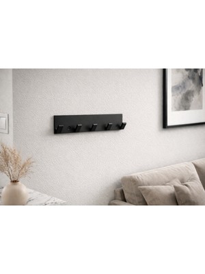 Modern Siyah 5'li Duvar Askılığı