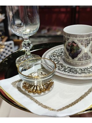 Elta Collection 6 Adet Kahve Yanı Gold Metal Ayaklı Lokumluk Şekerlik