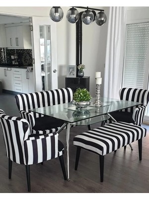 Azra Mobilya Çay Seti Koltuk Takımı Zebra Model 2+1+1+Bench