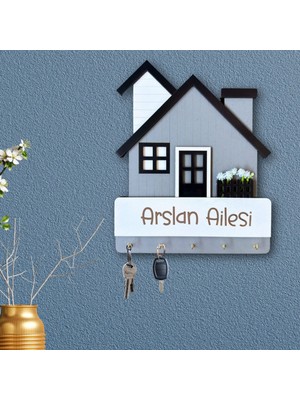 Hippodeco Kişiye Özel Mdf Anahtarlık | Ev Figürlü Dekoratif Duvar Anahtarlık | Aile Isimlik