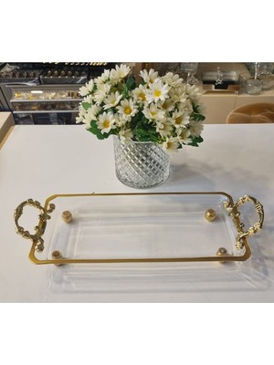 Elta Collection Metal Kulplu Kristal Servis Tabağı Meze Tabağı