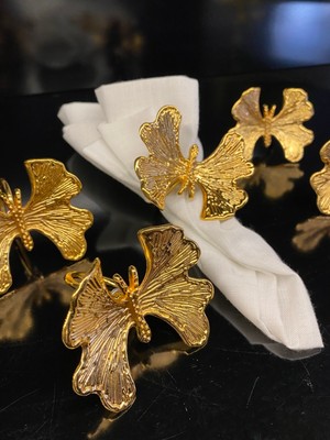 Elta Collection Kelebek 6’lı Altın Peçete Yüzüğü 6X6X7 cm Gold Sofra Yüzük