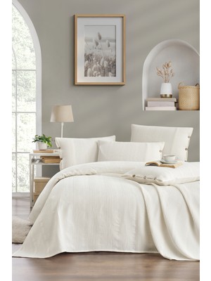 %100 Pamuk Çift Kişilik Pike Yatak Örtüsü Takımı Bordürlü +2 Düğmeli Yastık KILIFI(50X70)