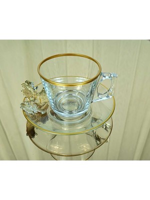 Elta Collection Paşabahçe Vela Fincan Takımı  12 Parça 6 Kişilik Kelebekli Yaldızlı Hediyelik Çeyizlik