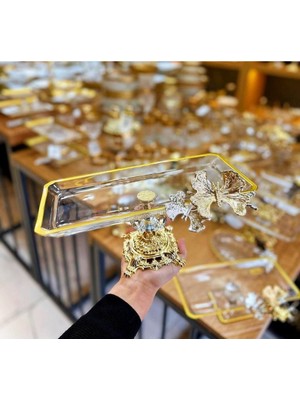 Elta Collection Kelebekli Gold Döküm Ayaklı Sunumluk Kurabiyelik