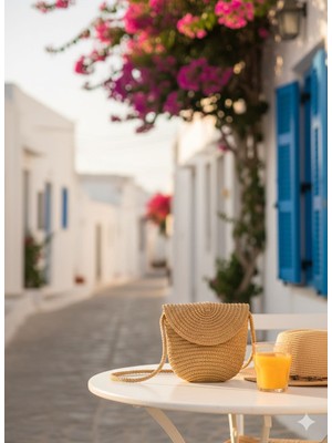 Huma Butik Takı Aksesuar Hasır Mini Omuz Çantası (Yazlık – Outdoor)