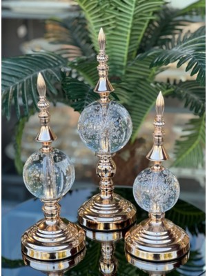Elta Collection Lüks Gold Kristal Küre Alem 3’lü Dekoratif Obje Seti
