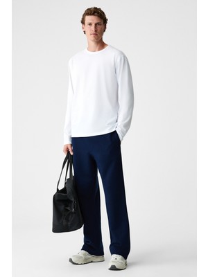 Grimelange Zenıth Erkek Organik Pamuklu Beli Lastikli 4 Cepli Relaxed Fit Lacivert Eşofman Altı