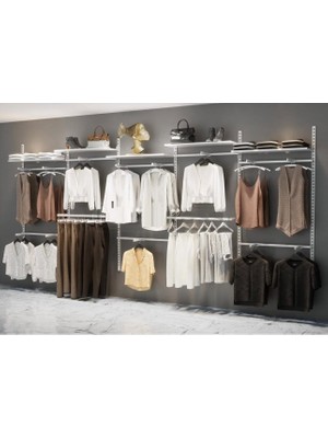 Md Vitrin Dekorasyon Mağaza Raf Sistemi, Askılık Sistemi, Butik Rafı, Mağaza Stand, Giyinme ODASI-305X200 cm