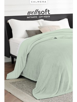 Calmera Home Calmera Wellsoft Çift Kişilik Battaniye | Ultra Yumuşak & Hafif | Peluş | 200 × 220 cm - Yeşil