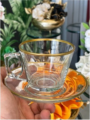 Elta Collection Paşabahçe Vela Fincan Takımı 12 Parça 6 Kişilik Yaldızlı Hediyelik Çeyizlik
