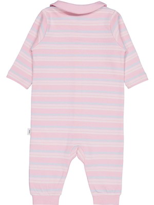 Civil Baby Bebe Yakalı Çizgili 6-18 Ay Tulum - Pembe 12-18 Ay