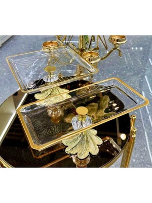 Elta Collection 2 Parça Gold Semazen Metal Ayaklı Pasta Sunumluk Kurabiyelik Seti