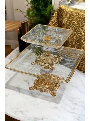 Elta Collection 2 Li Kare Döküm Ayaklı Pasta Sunumluk Kurabiyelik