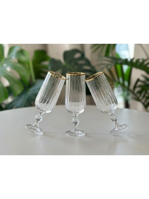 Elta Collection Bohemia Kristal Optik Kadeh Seti 6’lı – Gerçek Altın Yaldız Ağızlı Şık Cam Kadeh