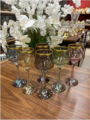 Elta Collection LAL-506 6 Lı Kahve Yanı Su Bardağı Renkli Lüsterli