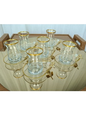Elta Collection Özel Seri Yaldızlı 6'lı Çay Seti , Çay Takımı , Hediyelik , Çeyizlik