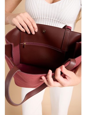 Garbalia Palermo Süet Deri Mıknatıs Kapamalı Iç Fermuar Cepli Kadın Omuz ve Kol Çantası (36 cm x 25 Cm)