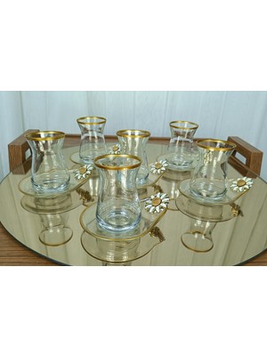 Elta Collection Özel Seri Yaldızlı 6'lı Çay Seti , Çay Takımı , Hediyelik , Çeyizlik
