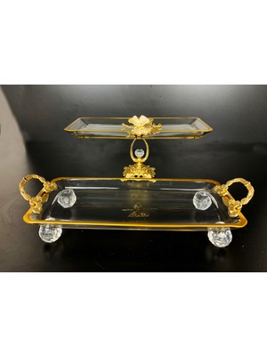 Elta Collection 2 Li Paşabahçe Kristal Metal Ayaklı Yaldızlı Baton Sunumluk