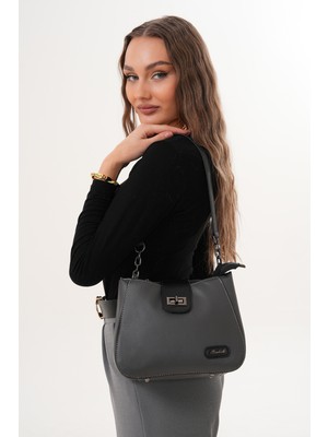 Morpelikan Kadın Üç Bölmeli Kilit Kapamalı El Omuz Çantası