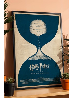 E2 Nova Harry Potter Azkaban Tutsağı Çerçeveli Tablo - Minimalist Kum Saati Tasarım Modern Duvar Dekoru Mavi
