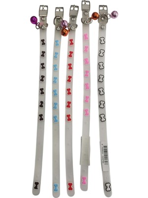 GND Kemik Desenli Slikon Kedi Tasması