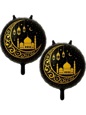 Pandoli Ramazan Temalı Siyah Renk 45 cm Folyo Balon 2 Adet