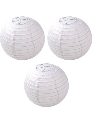 Pandoli Beyaz Renk Kağıt Çin Feneri Seti 3 Adet 20 cm Yılbaşı