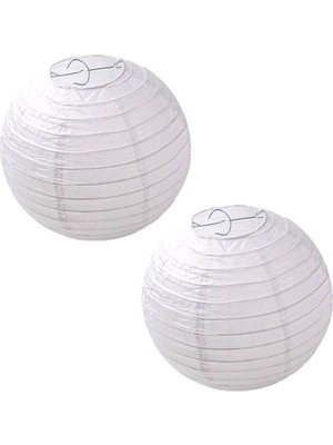 Pandoli Beyaz Renk Kağıt Çin Feneri Seti 2 Adet 25 cm Yılbaşı