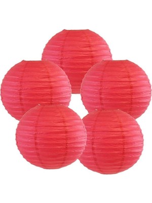 Pandoli Çin Feneri Asma Süs Kırmızı Renk 5 Adet 35 cm Hallow Gösteri Yılbaşı