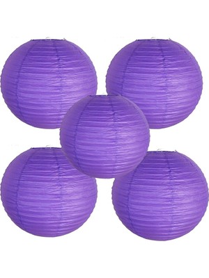 Pandoli Çin Feneri Asma Süs Mor Renk 5 Adet 35 cm Hallow