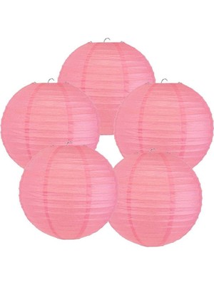 Pandoli Çin Feneri Asma Süs Pembe Renk 5 Adet 35 cm