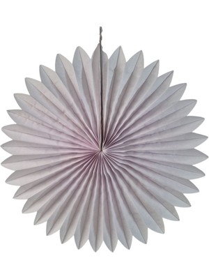 Pandoli Beyaz Renk Kağıt Yelpaze Süs 35 cm 1 Adet Gösteri Yılbaşı