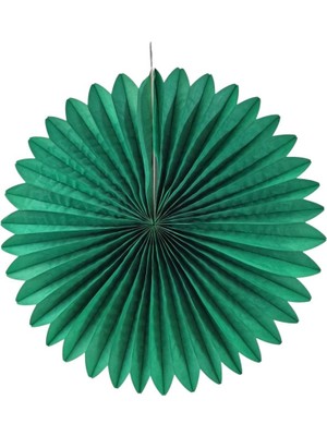 Pandoli Koyu Yeşil Renk Kağıt Yelpaze Süs 35 cm 1 Adet Yılbaşı