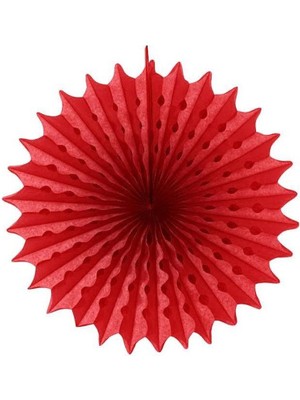 Pandoli Delikli Kırmızı Renk Kağıt Yelpaze Süs 70 cm 1 Adet Gösteri Yılbaşı