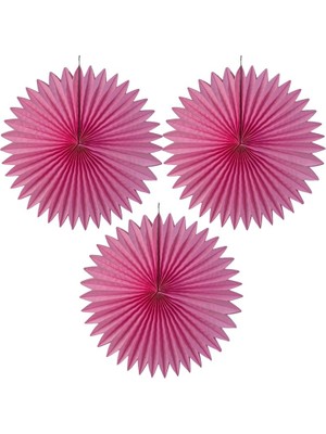 Pandoli Açık Pembe Renk Kağıt Yelpaze Süs 35 cm 3 Adet