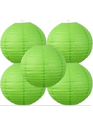Pandoli Çin Feneri Asma Süs Yeşil Renk 5 Adet 35 cm Yılbaşı