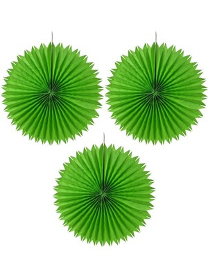 Pandoli Açık Yeşil Renk Kağıt Yelpaze Süs 35 cm 3 Adet Yılbaşı