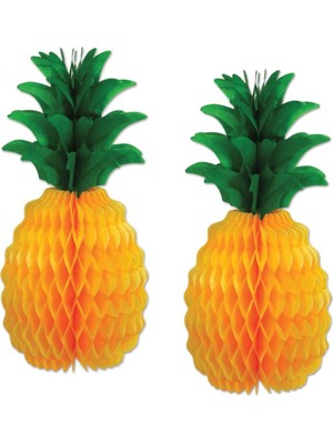 Pandoli Asmalı Ananas Şeklinde Kağıt Petek Sarkıt Süs 20 cm Sarı Renk 2 Adet Hawai