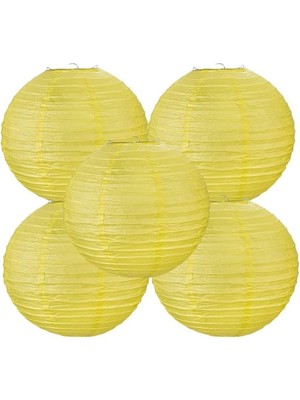 Pandoli Çin Feneri Asma Süs Sarı Renk 5 Adet 35 cm